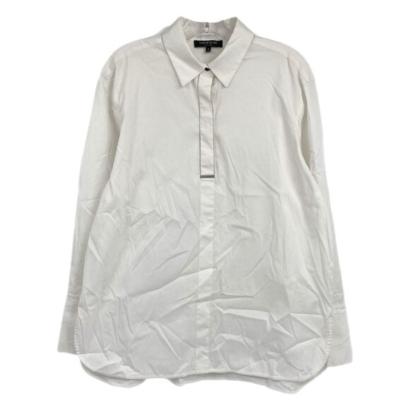 Lafayette 148 White Silver Classic Button-Up Blouse | Size S - Picture 1 of 8